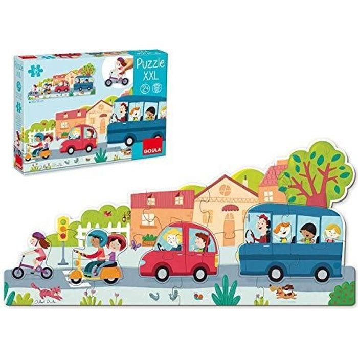 Puzzle XXL Véhicules - GOULA - 453428 - Pour Enfant - A partir de 6 ans - Bleu