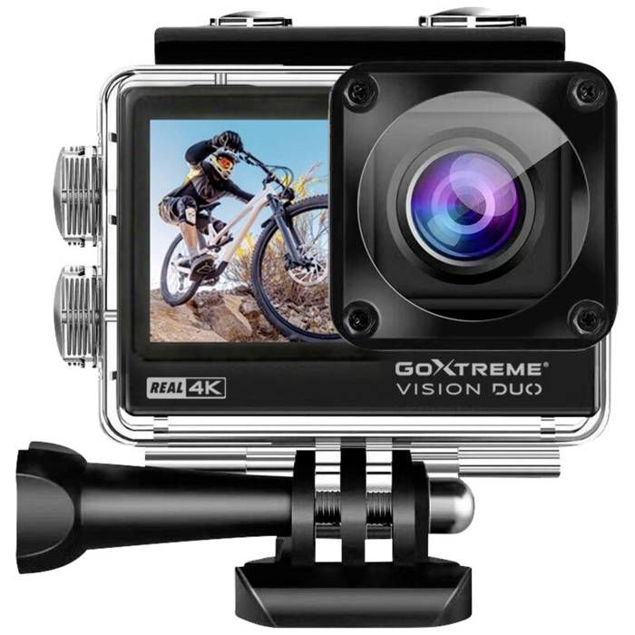 Caméra sport 4K - GoXtreme - Vision Duo - Double écran - Résistant aux éclaboussures - 20 MP