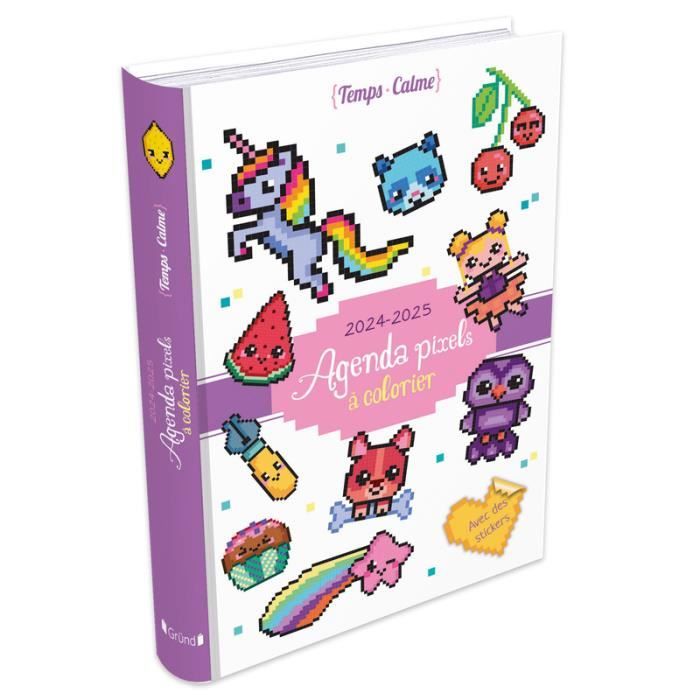 Grund - Agenda pixels à colorier 2024-2025  Papeterie Jeunesse avec des stickers  À partir de 6 ans - -