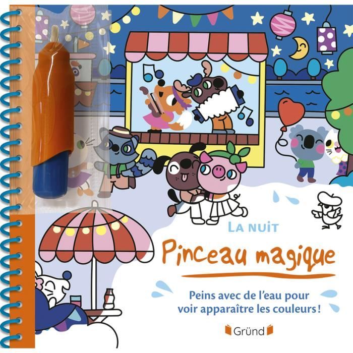 Grund - Pinceau magique  La nuit  Livre Coloriage magique à l'eau avec un pinceau  À partir de 3 ans - 1x1
