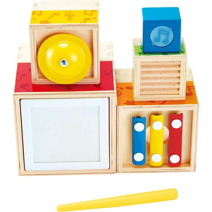 Boîtes musicales gigognes - Hape - 5 instruments en bois - Pour enfants dès 18 mois