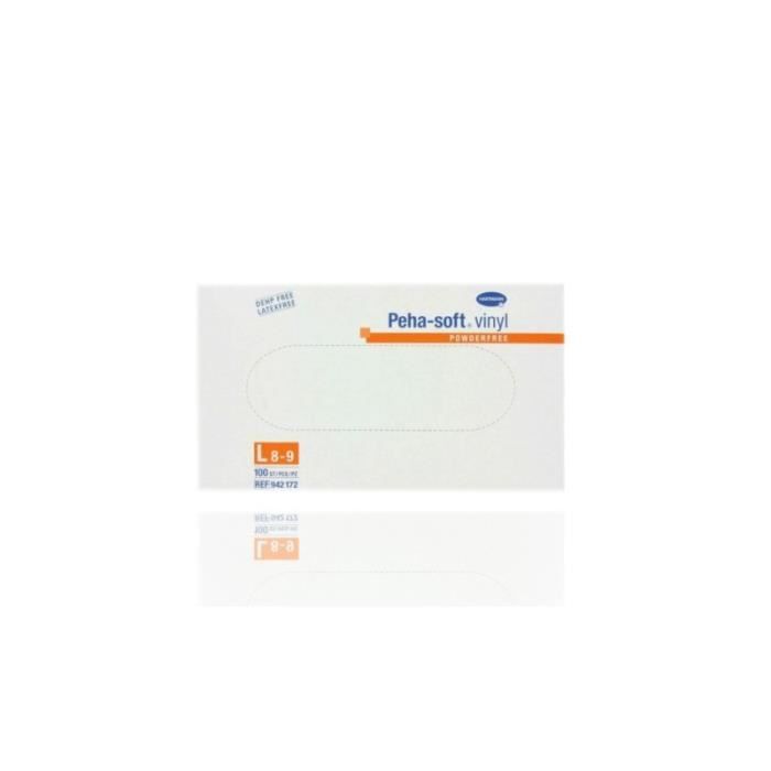 Pehasoft Vinyl Gloves sans Digital Powder v Gde (G : 8-9) 100 Uni