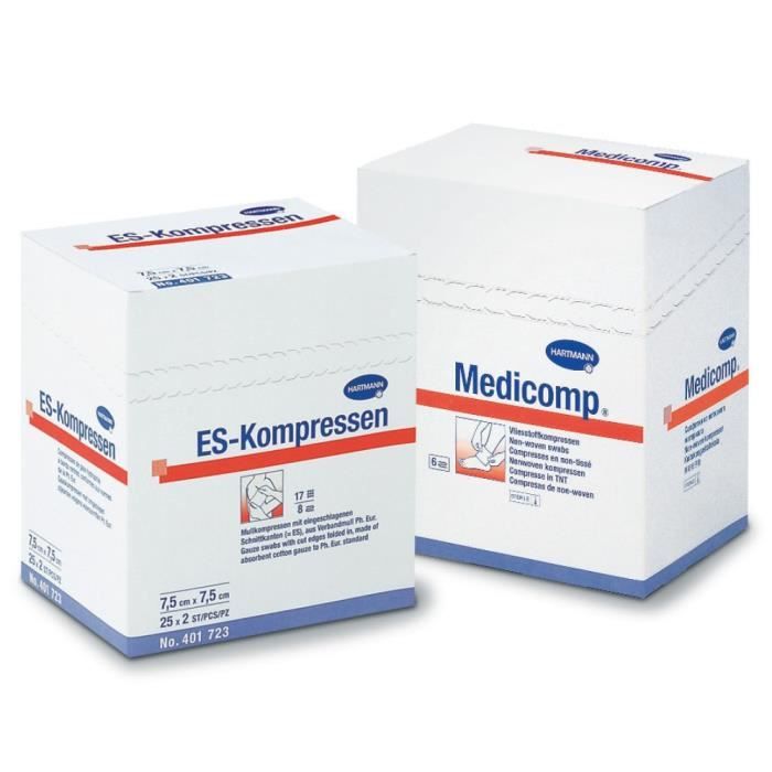 Compresses Non Tissées Non Stériles Medicomp Hartmann - 7,5 x 7,5 cm - Par 1, la boite