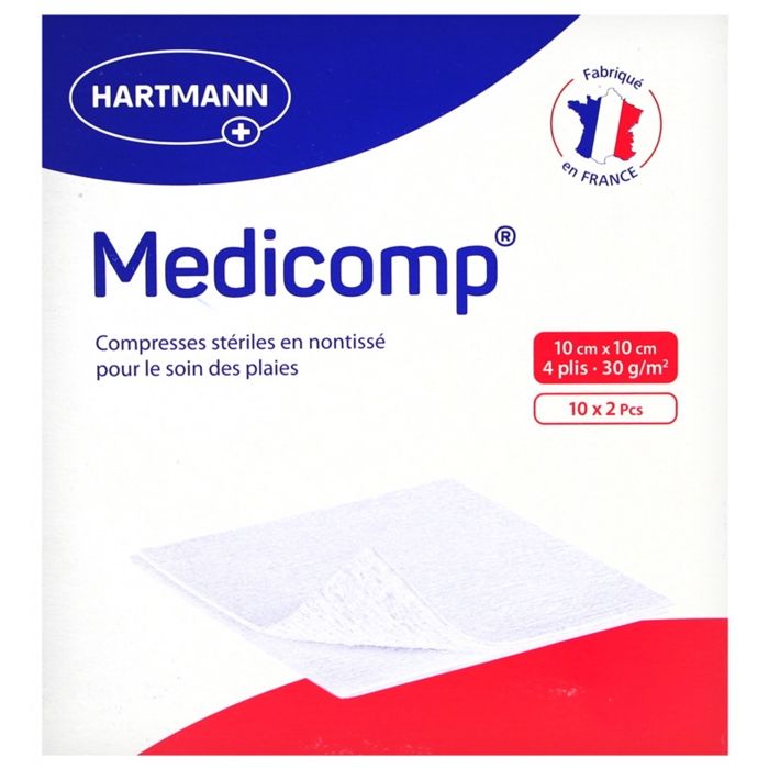 Hartmann Medicomp S 20 Compresses en Non-Tissé Stériles 10 x 10 cm 10 x 2 Pièces