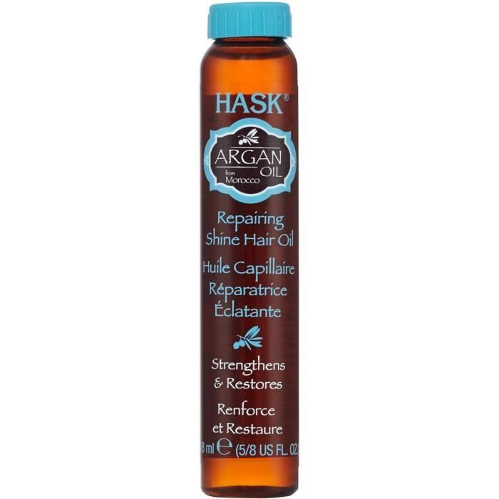 Huile capillaire - Hask - Huile d'argan - 18ml - Sans parabène - Réparatrice et hydratante
