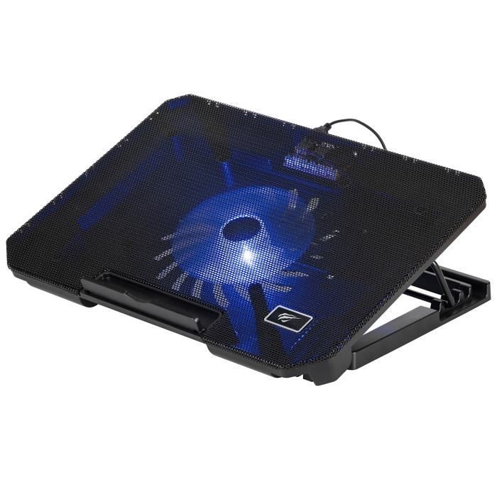 HAVIT HV-F2030 Support ventilé pour PC Portable Ordinateur jusqu'à 17" silencieux - Led effet bleu Noir