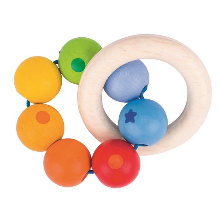 Hochet Anneau à Attraper Arc En Ciel en Bois - HEIMESS - Jouet pour Bébé - Mixte