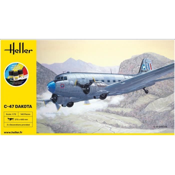 HELLER - Maquette Avion Starter Kit C-47 Dakota |heller|35372| 1:72 - Ref : 14455