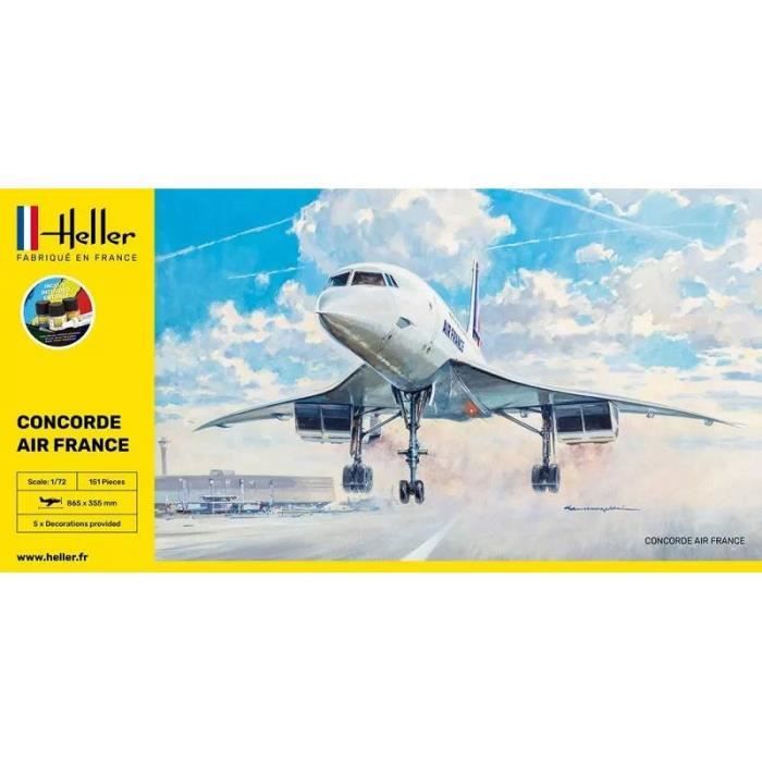HELLER - Maquette Avion Starter Kit Concorde Air France Heller 56469 1/72ème Maquette Char Promo - Ref : 12807