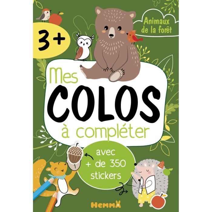 Hemma - Mes colos à completer - Animaux de la forêt - Bloc avec plus de 350 stickers et 30 coloriages - Dès 3 ans - 0x0