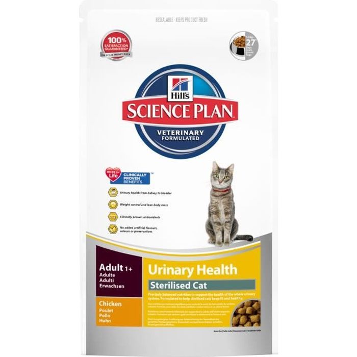 Hill's Science Plan - Croquettes Urinary & Sterilised au Poulet pour Chat - 1,5Kg