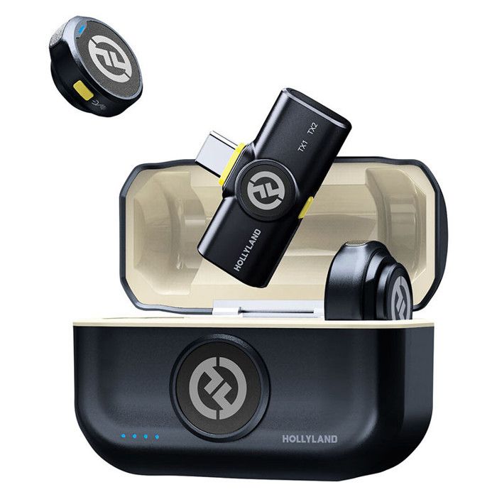 Micro cravate - Hollyland - Lark M2 - pour Android USB-C, Plug&Play, Annulation bruit, échantillon 48KHz-24bit, 30H Utilisatio, Noir