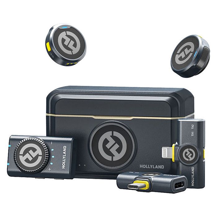 Micro cravate san fil - Hollyland - Lark M2 combo, pour DSLR Caméra iPhone PC, Annulation bruit, échantillon 48KHz-24bit, Noir