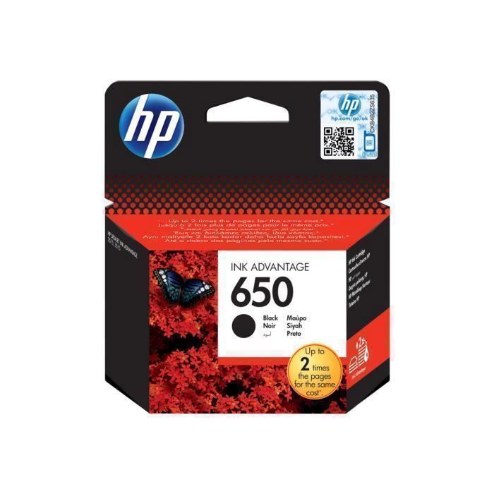 Cartouche d'encre HP 650 Noir - Jet d'encre - Deskjet Ink Advantage 2645, 35XX, 4515 - Rendement 360 pages