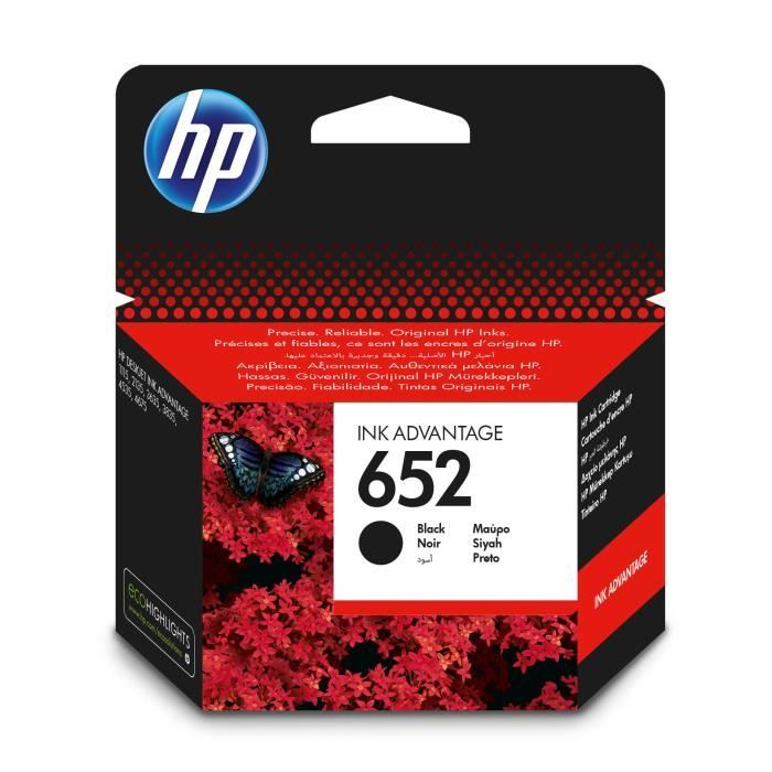 Cartouche d'impression HP 652 - HP - Noir - Compatible DeskJet 1115/2135 - Pack de 1