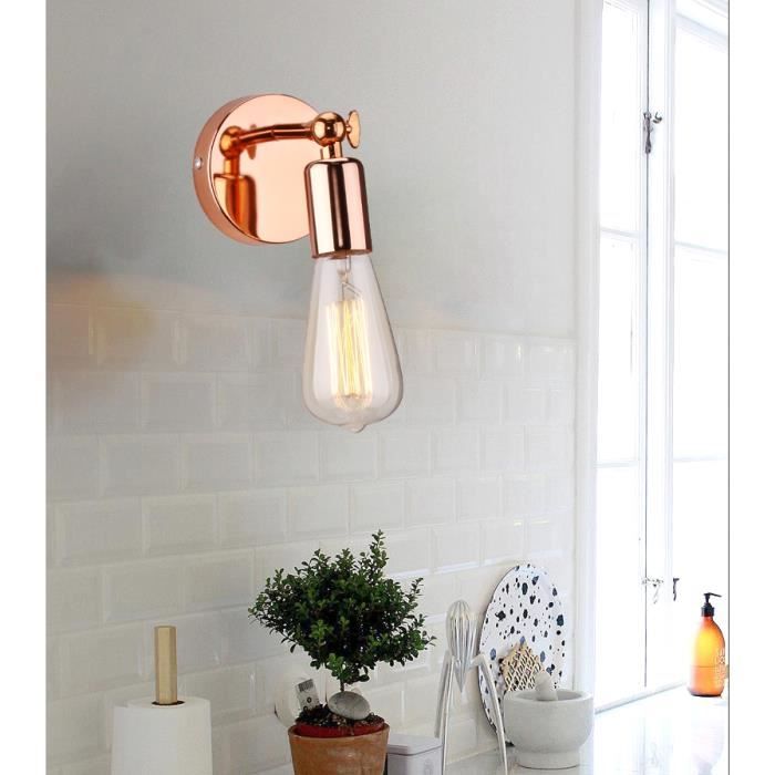 IDEGU Applique Murale Industrielle Couloir Rose,Lampe Murale Vintage Moderne en Fer Style Nordique pour Salon Chambre