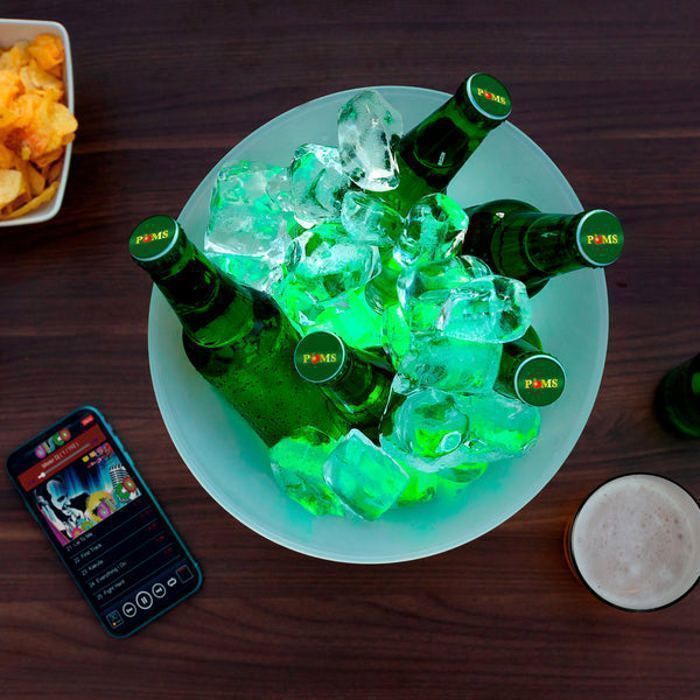 Seau à glaçons multifonctions avec une lumière LED et haut-parleur + Moule à glaçons Transparent