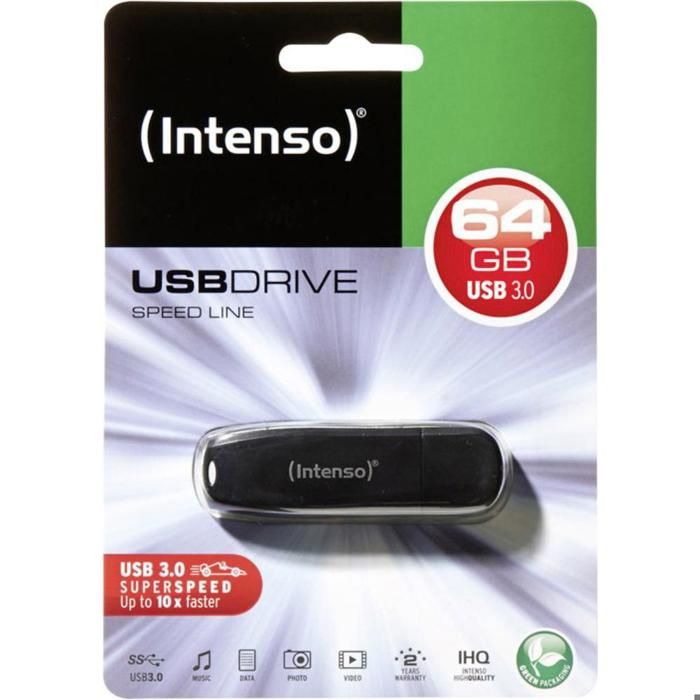 Clé USB - INTENSO - Speed Line 3.2 - 64Go - Noir