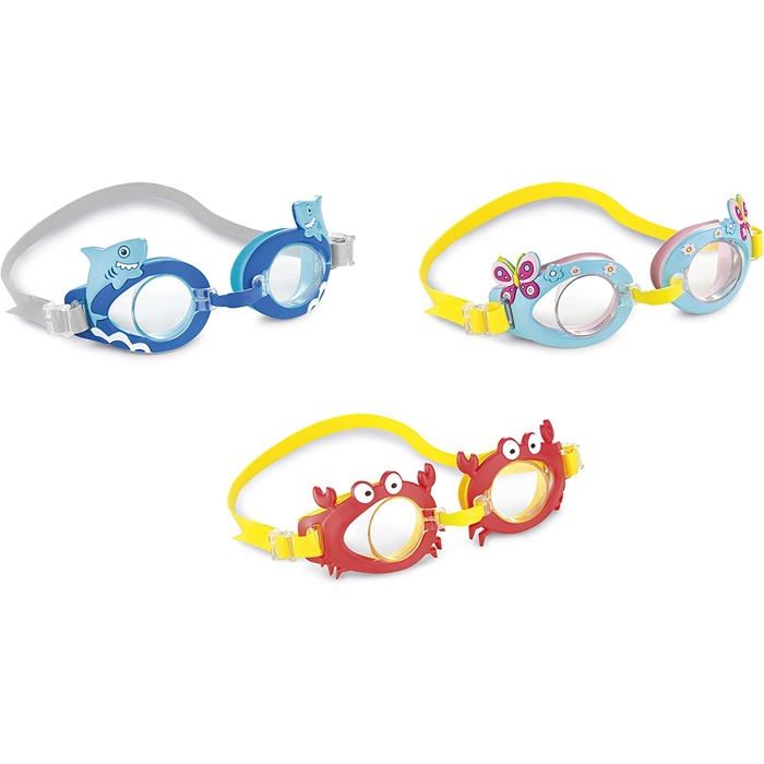 LUNETTE / MASQUE DE NATATION ENFANT 3/8 ANS AQUAFLOW FUN CRABE ou REQUIN INTEX