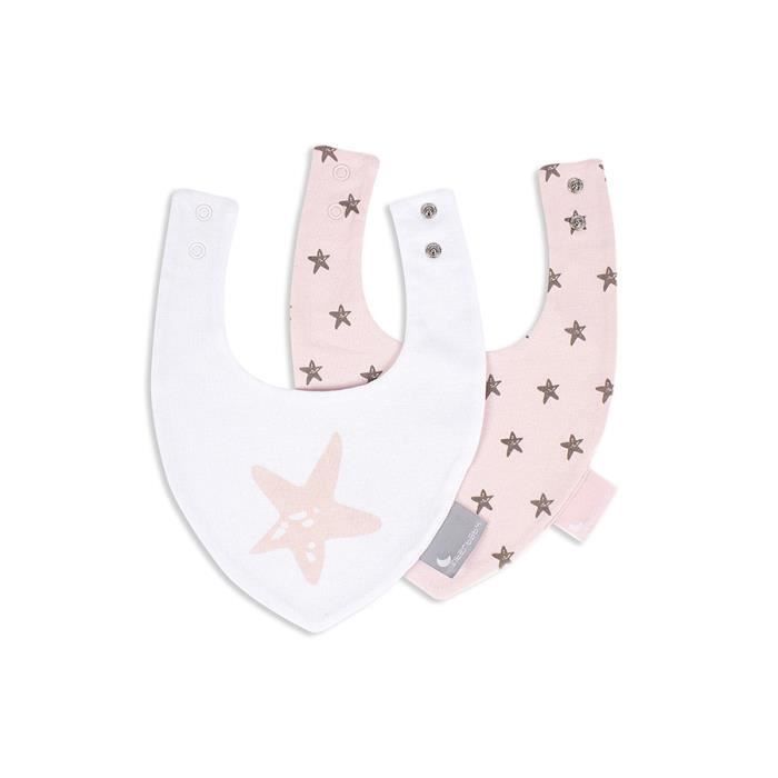Bavoir Bandana (Pack 2 Unités)-38X22-TissuCoton-Mod.Etoile-Rose