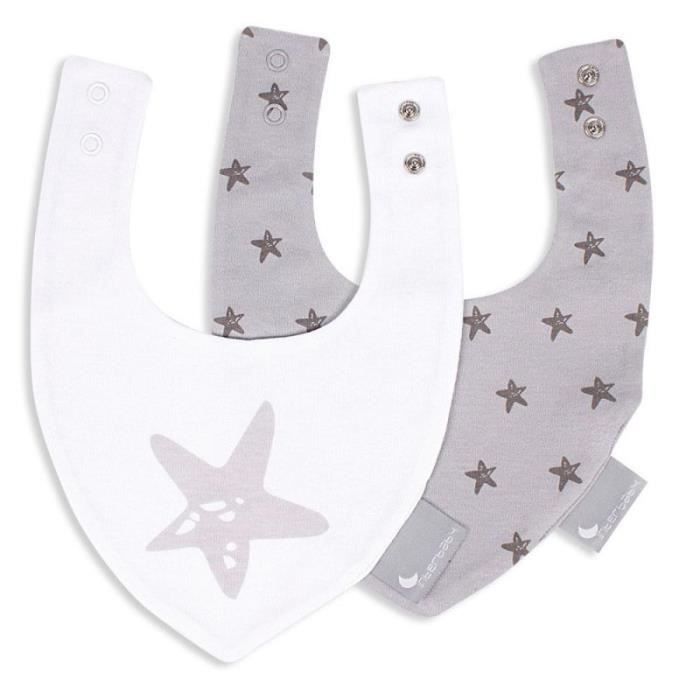 Bavoir Bandana (Pack 2 Unités)-38X22-Tissu Coton-Mod.Etoile-Gris