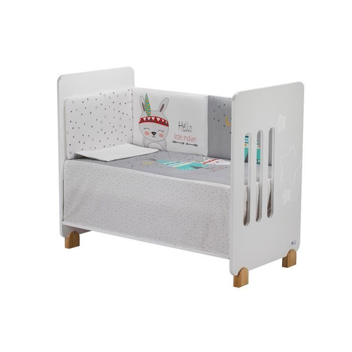 Set 3 Pcs Pour Lit Bébé 60X120 (Couette+ TourDe Lit+Oreiller)-Jersey-Mod.Tipi Oso-Gris