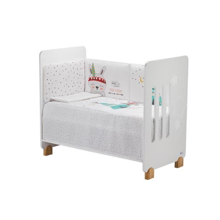 Set 3 Pcs Pour Lit Bébé 60X120 (Couette+TourDe Lit+Oreiller)-Jersey-Mod.Tipi Oso-Blanc