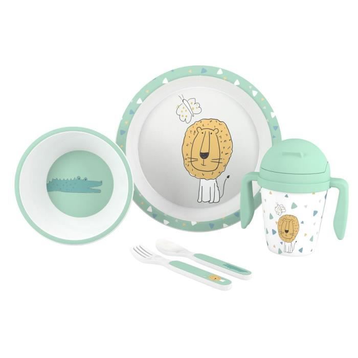 Interbaby vaisselle pour bébé Savana junior en polypropylène vert 5 pièces