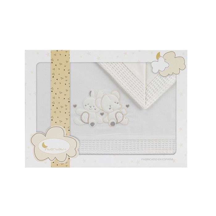 Parure Lit 60X120( Drap 152X102 + Drap Dessous 120X60X12 + Coussin 60X30) Beige