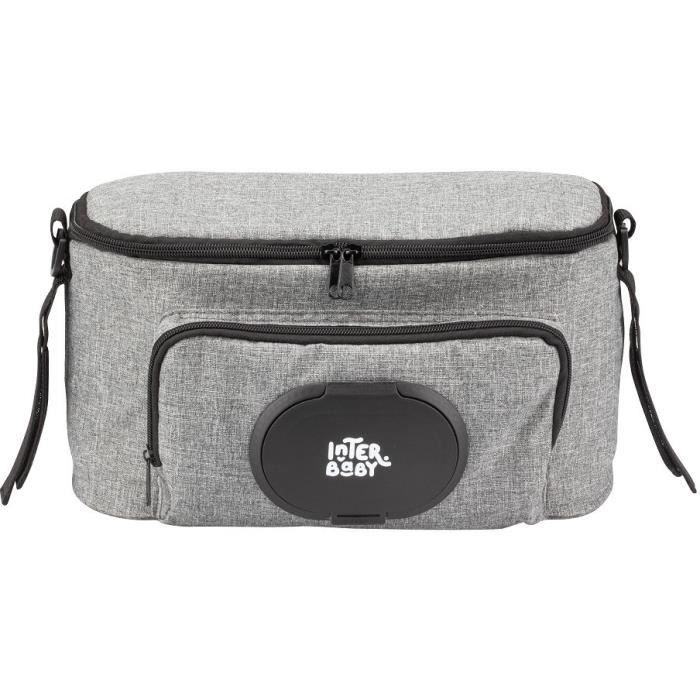 Interbaby sac à langer 4 x 37 x 18 cm polyester gris/noir