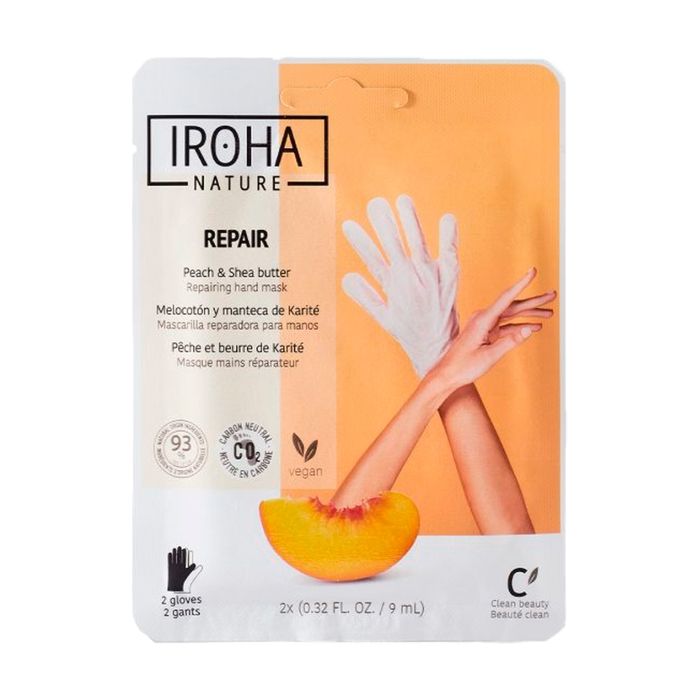 Iroha Lot de 4 masques régénérants à la pêche pour les mains Format gants, 2x 2pieces: Hygiène et Soins du corps