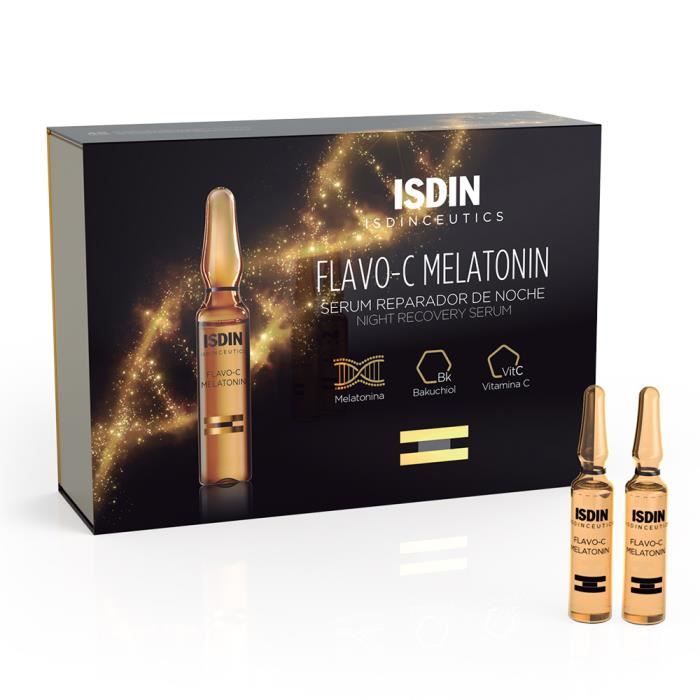 isdin flavo-c melatonin serum reparateur nuit 30 unidoses de 2ml