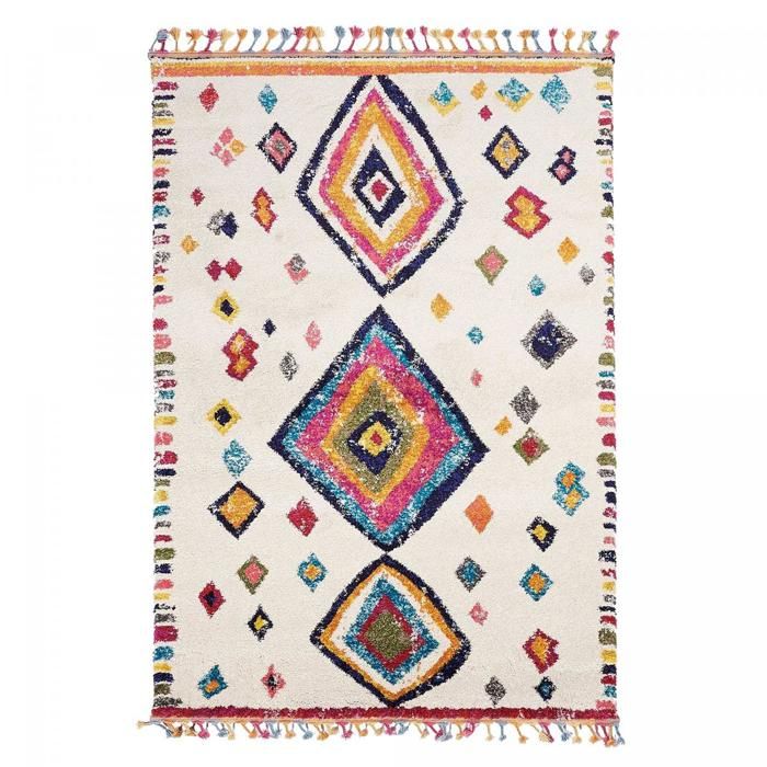 Tapis moderne UNAMOURDETAPIS - OURIKA MK 04 - Multicolore - 40x60 - Synthétique - Berbère