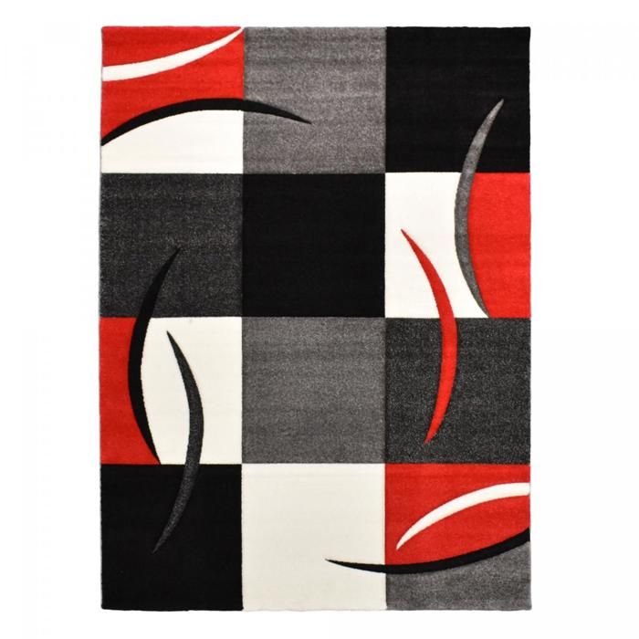 Tapis moderne - 200x200 carre cm - DIAMOND COMMA Rouge - Polypropylène - UN AMOUR DE TAPIS
