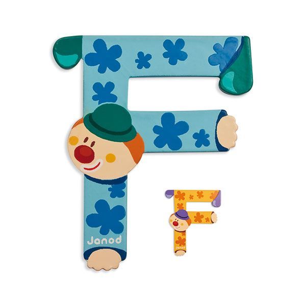 JANOD Lettre décorative Clown F en bois