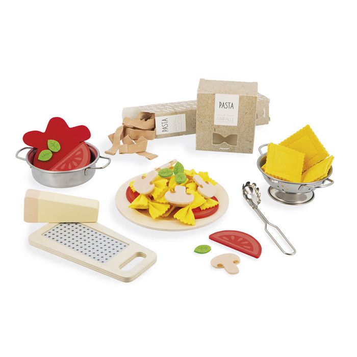 Set de pâtes JANOD - Jouet d'imitation en bois et carton - 58 accessoires