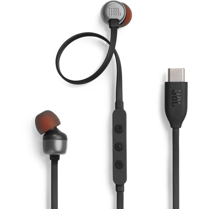 Ecouteurs filaires JBL Tune 310C - USB-C - Prise en charge Hi-Res - Noir