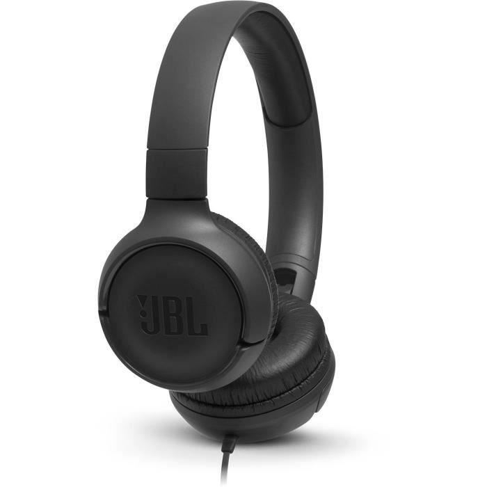 JBL Tune 500 Noir Casque Filaire - Câble plat anti-nœuds