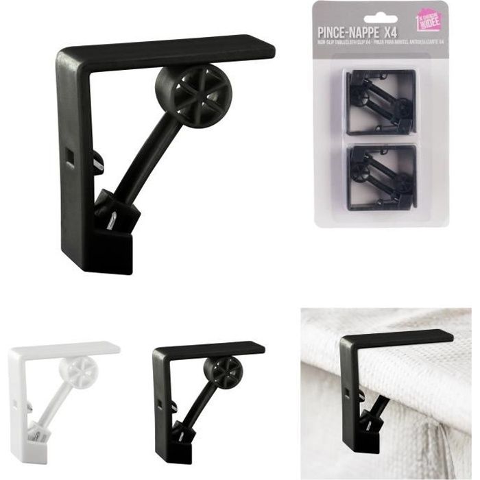 JE CHERCHE UNE IDEE Pince a Nappe Antidérapante X4 Noir Blanc Couleur aléatoire