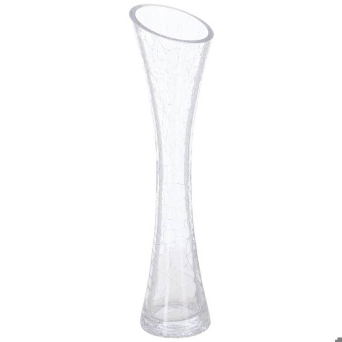 Vase Soliflore - Décoration Maison - 30 x 7 cm - Verre - Transparent - Effet Craquelé