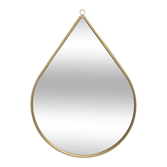 Miroir mural en métal en forme de Goutte - 21 x 29 cm - Doré