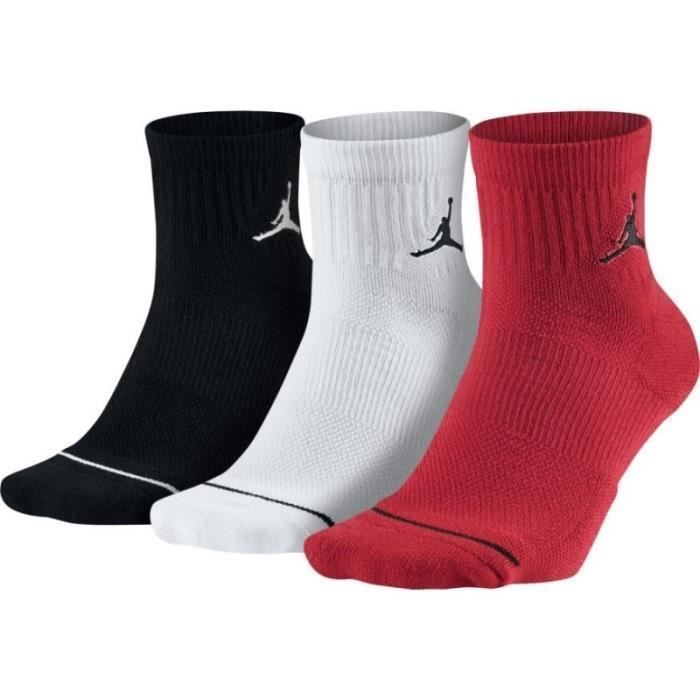 Chaussettes Jordan quarter noir blanche rouge 3 paires-Noir-23.5-27 23,5-27 Noir