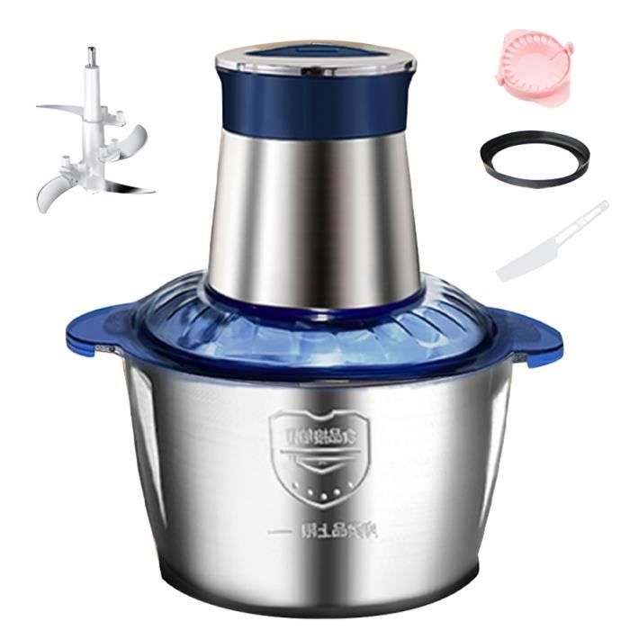 Joulli Hachoir à viande électrique inox - capacité 2L - puissance 300W - tension 220V - commande par bouton, plusieurs pales de méla