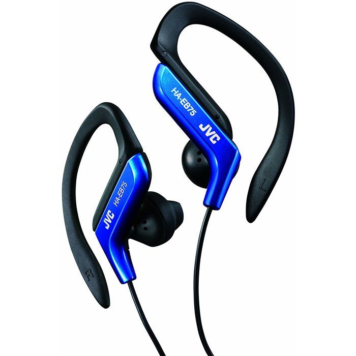 Ecouteurs clip Sport ajustables finition bleue, résistant aux éclaboussures, bass boost