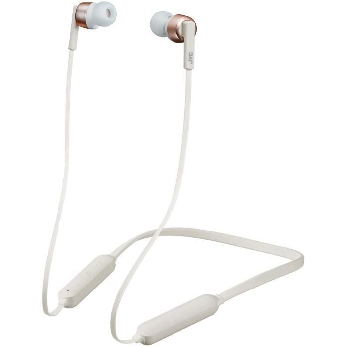 Ecouteurs bluetooth intra-auriculaires avec télécommande 3 boutons et micro JVC HA-FX45BT-WE Blanc