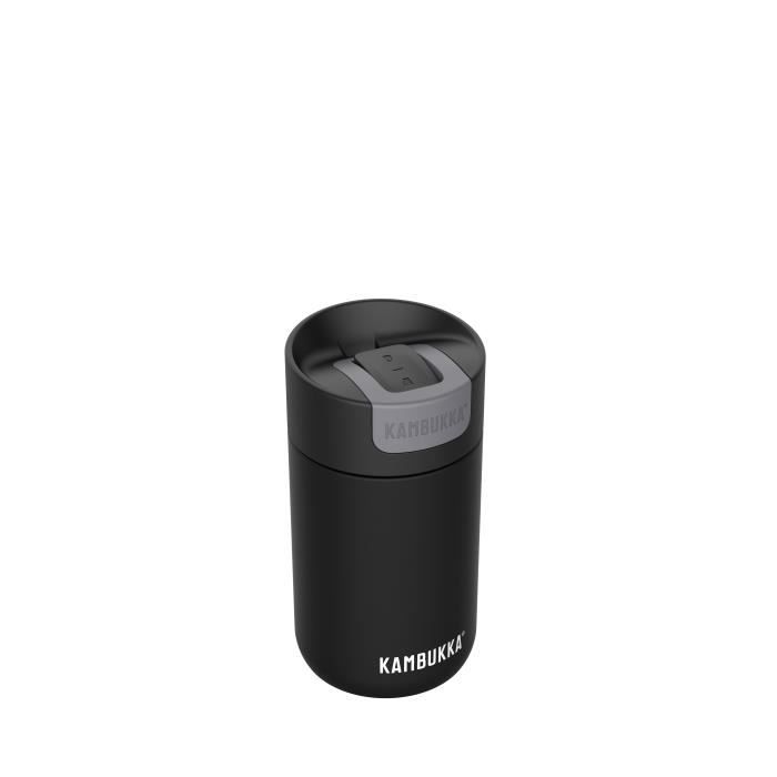 KAMBUKKA Gourde Isotherme (300ml) - Thermos Etanche: Boissons Chaudes et Froides - Fond Antidérapant - Acier Inoxydable - Jet Black
