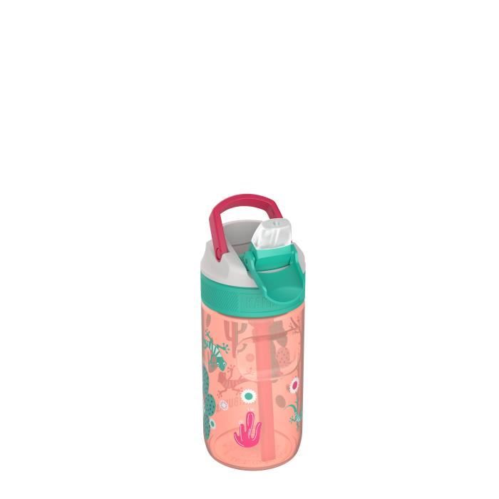 KAMBUKKA Gourde Pour enfants (400ml) - Étanche - Anti-tâches et Odeurs - Résistante aux Chocs - Lavable au Lave-vaiselle - Orange