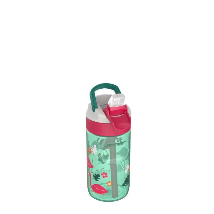 KAMBUKKA Gourde Pour enfants (400ml) - Étanche - Anti-tâches et Odeurs - Résistante aux Chocs - Lavable au Lave-vaiselle - Vert