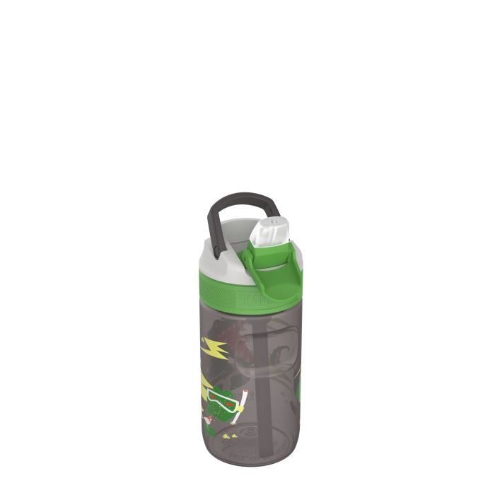 KAMBUKKA Gourde Pour enfants (400ml) - Étanche - Anti-tâches et Odeurs - Résistante aux Chocs - Lavable au Lave-vaiselle - Noir