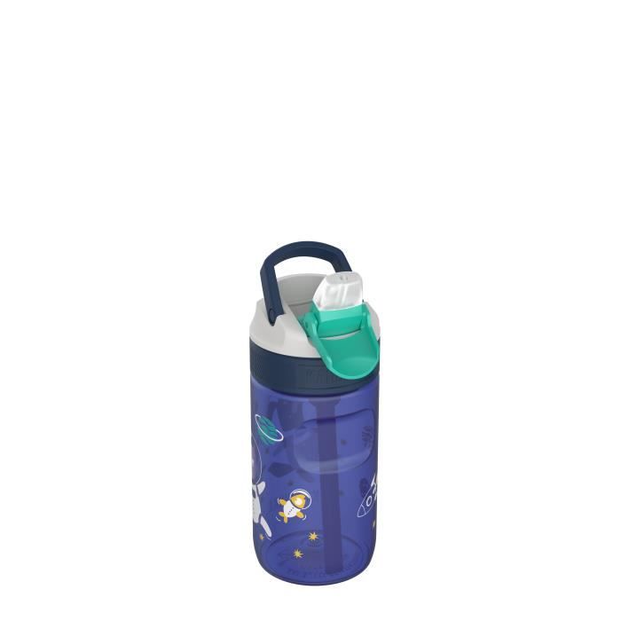 KAMBUKKA Gourde Pour enfants (400ml) - Étanche - Anti-tâches et Odeurs - Résistante aux Chocs - Lavable au Lave-vaiselle - Space